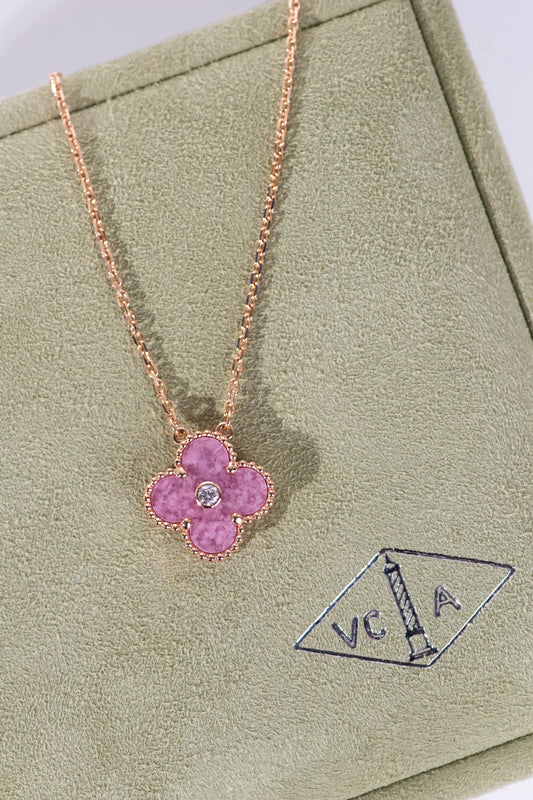 Van Cleef & Arpels Vintage Alhambra Rhodonite Pendant