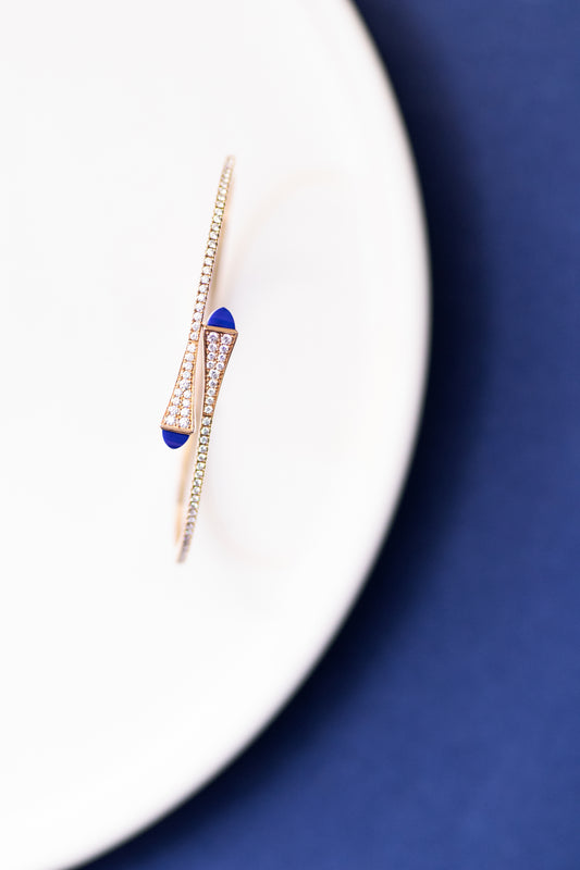 Marli Cleo Diamond Lapis Lazuli Slim Slip-On Bracelet