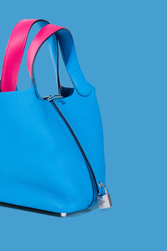 Hermès Picotin 18 Blue Frida/Rose Mexico PHW
