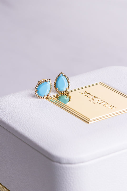 Boucheron Serpent Boheme Small Turquoise Stud Earrings in Yellow Gold