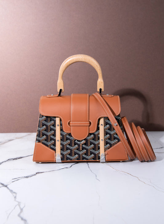 Goyard Mini Structured Saigon in Tan & Black