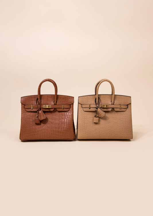 Hermès Birkin 25 Matte Crocodile in Gold Retourne & Chai Sellier GHW