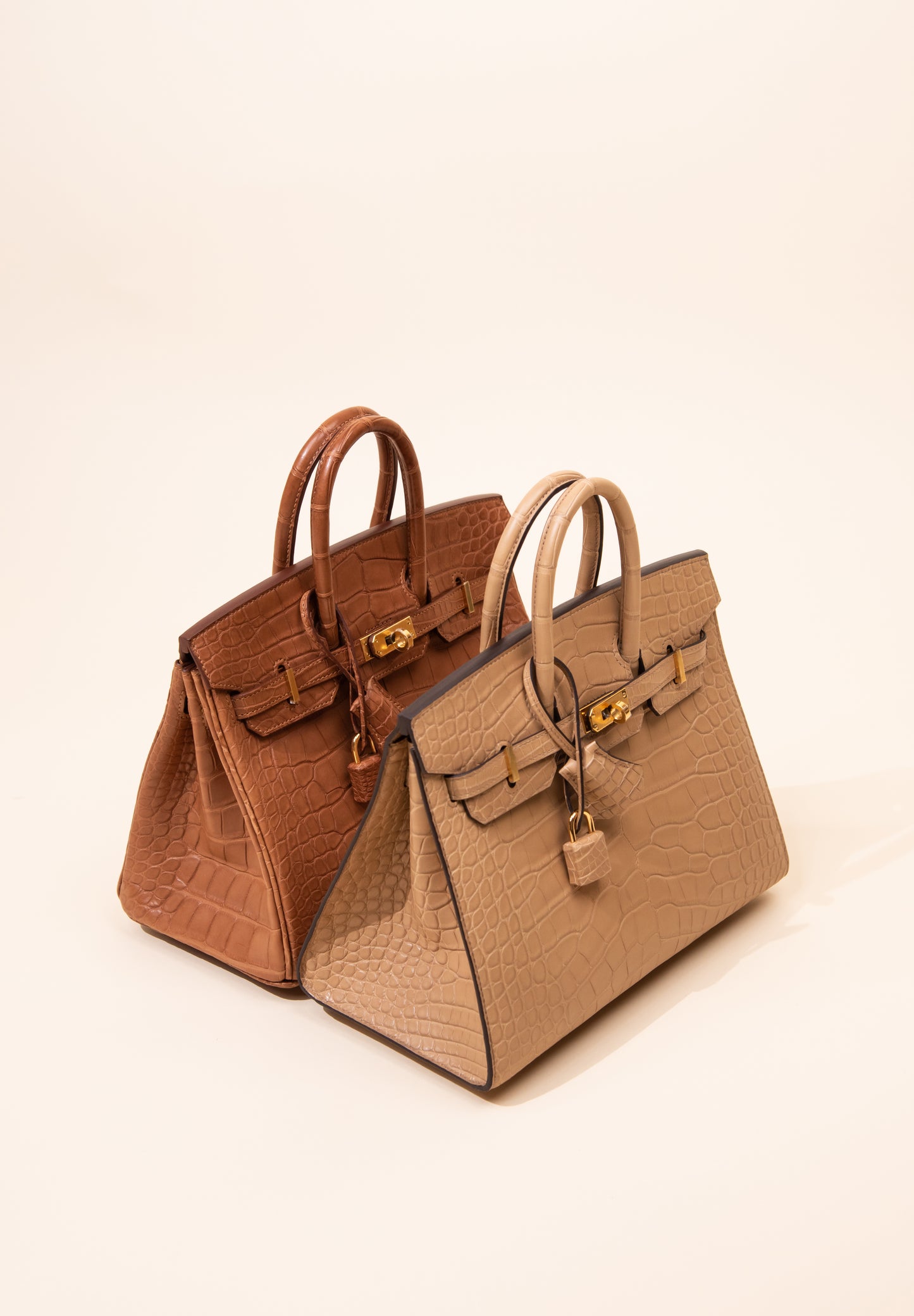 Hermès Birkin 25 Matte Crocodile in Gold Retourne & Chai Sellier GHW