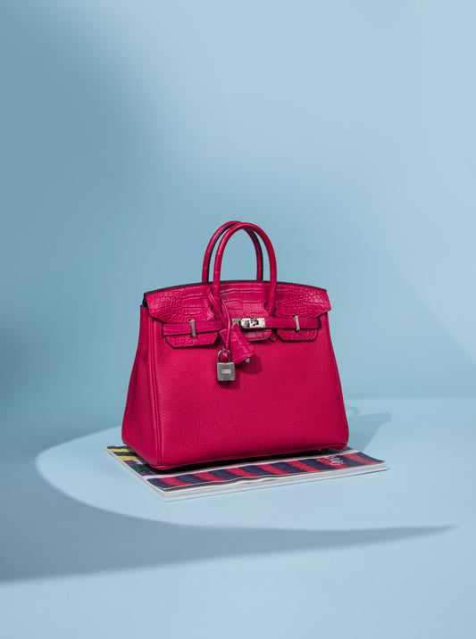 Hermès - Birkin 25 Touch Matte Alligator in Rose Framboise PHW