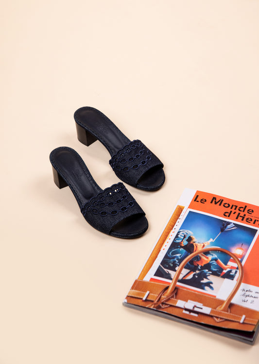 Hermès Gwladys 45 Sandals in Bleu Brut/Marine