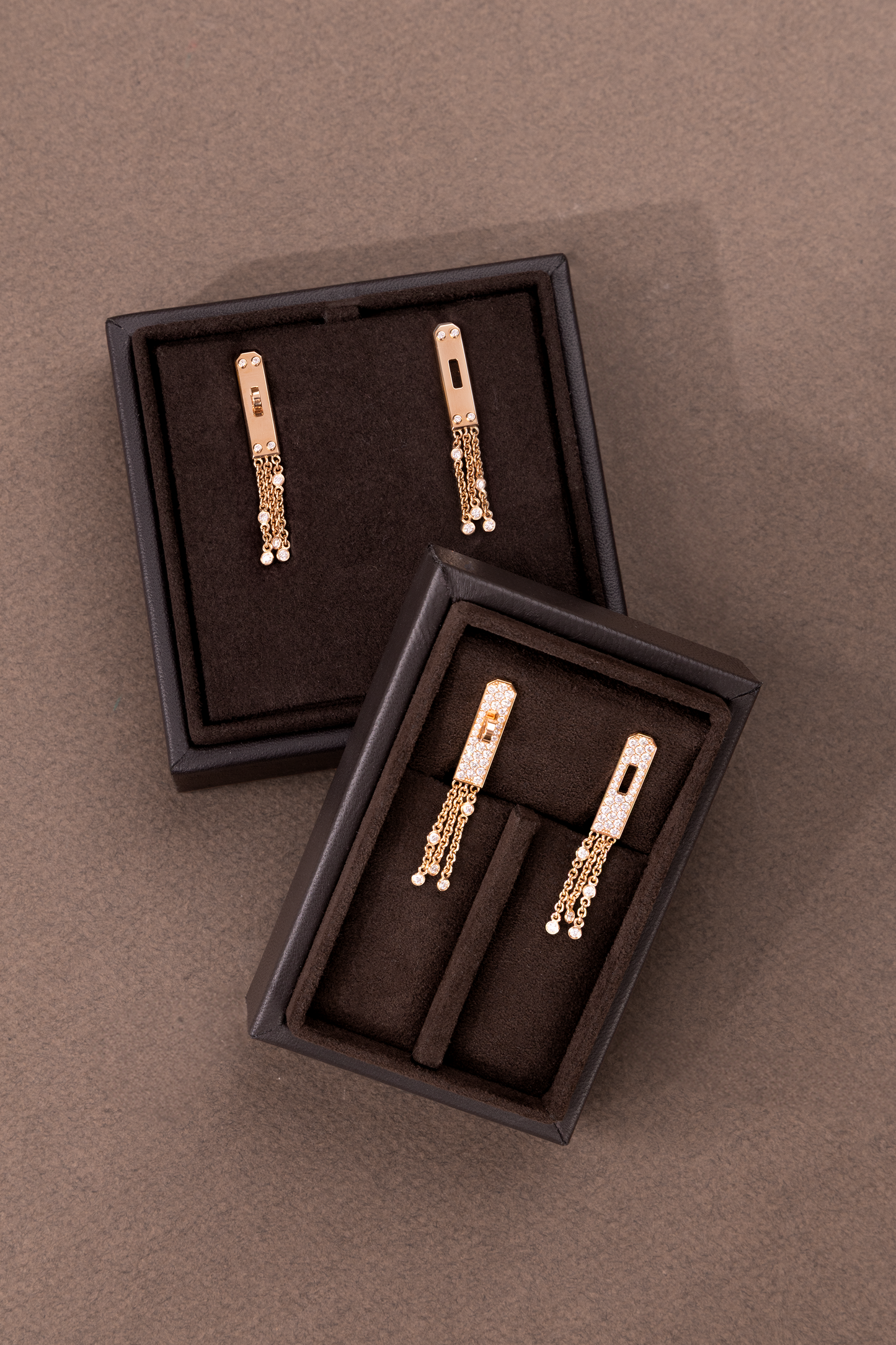 Hermès Kelly Gavoche Rose Gold Diamond Earrings