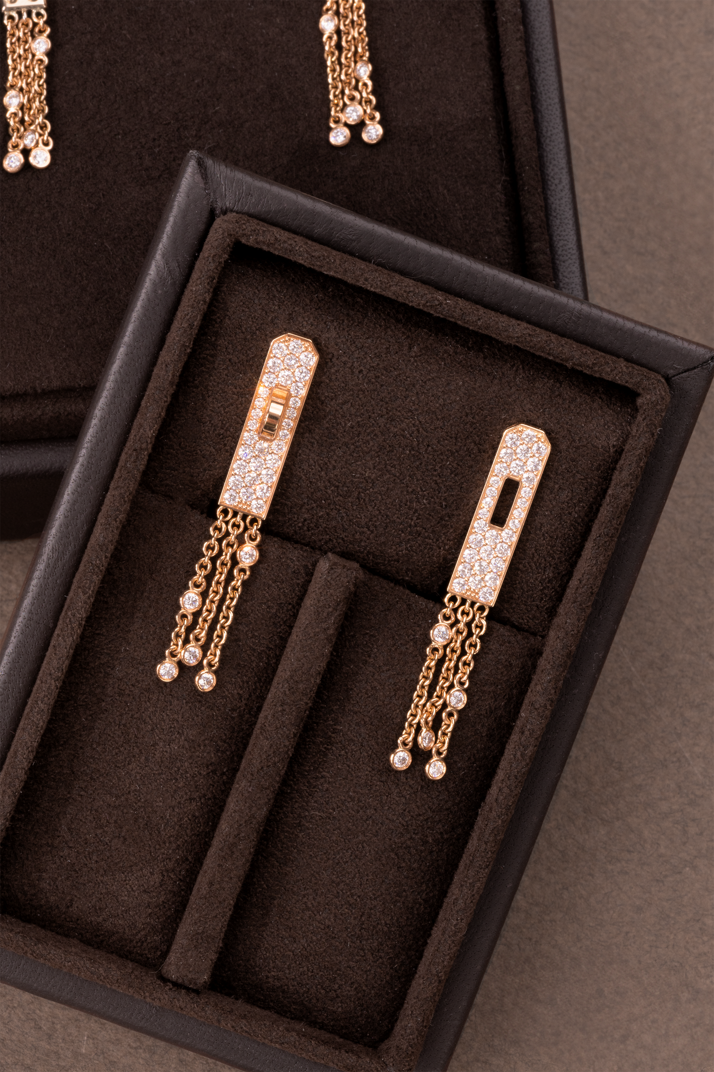 Hermès Kelly Gavoche Rose Gold Diamond Earrings
