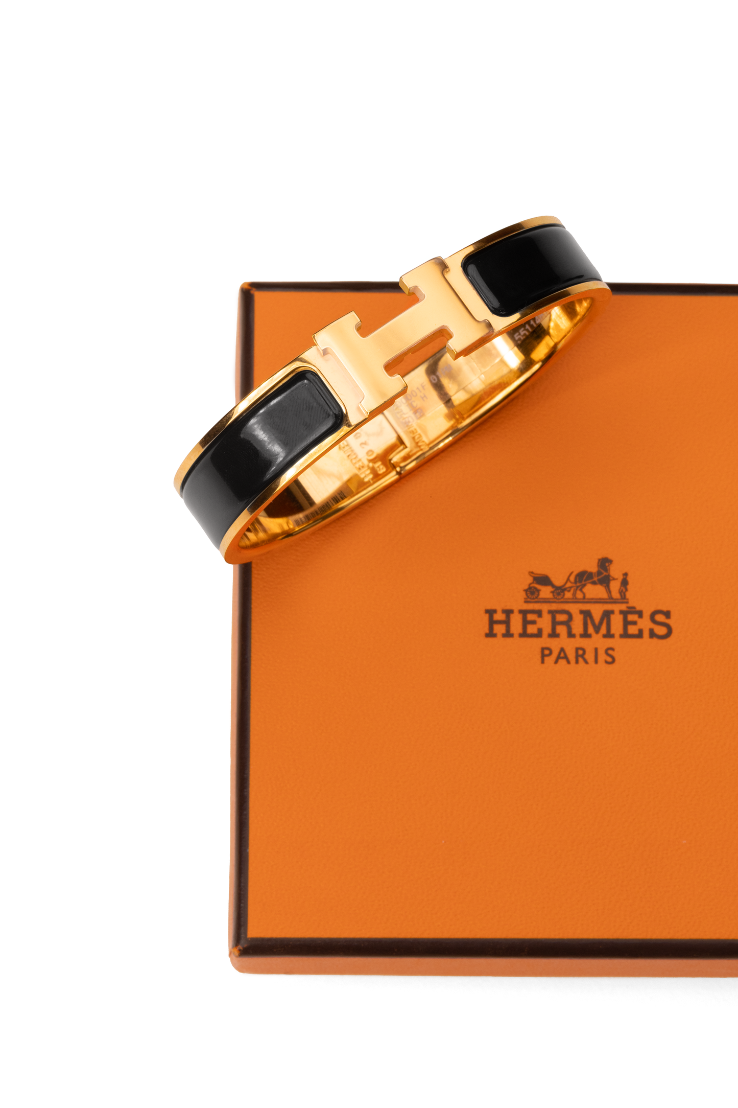 Hermes Clic H Bracelet in Black/Rose Gold