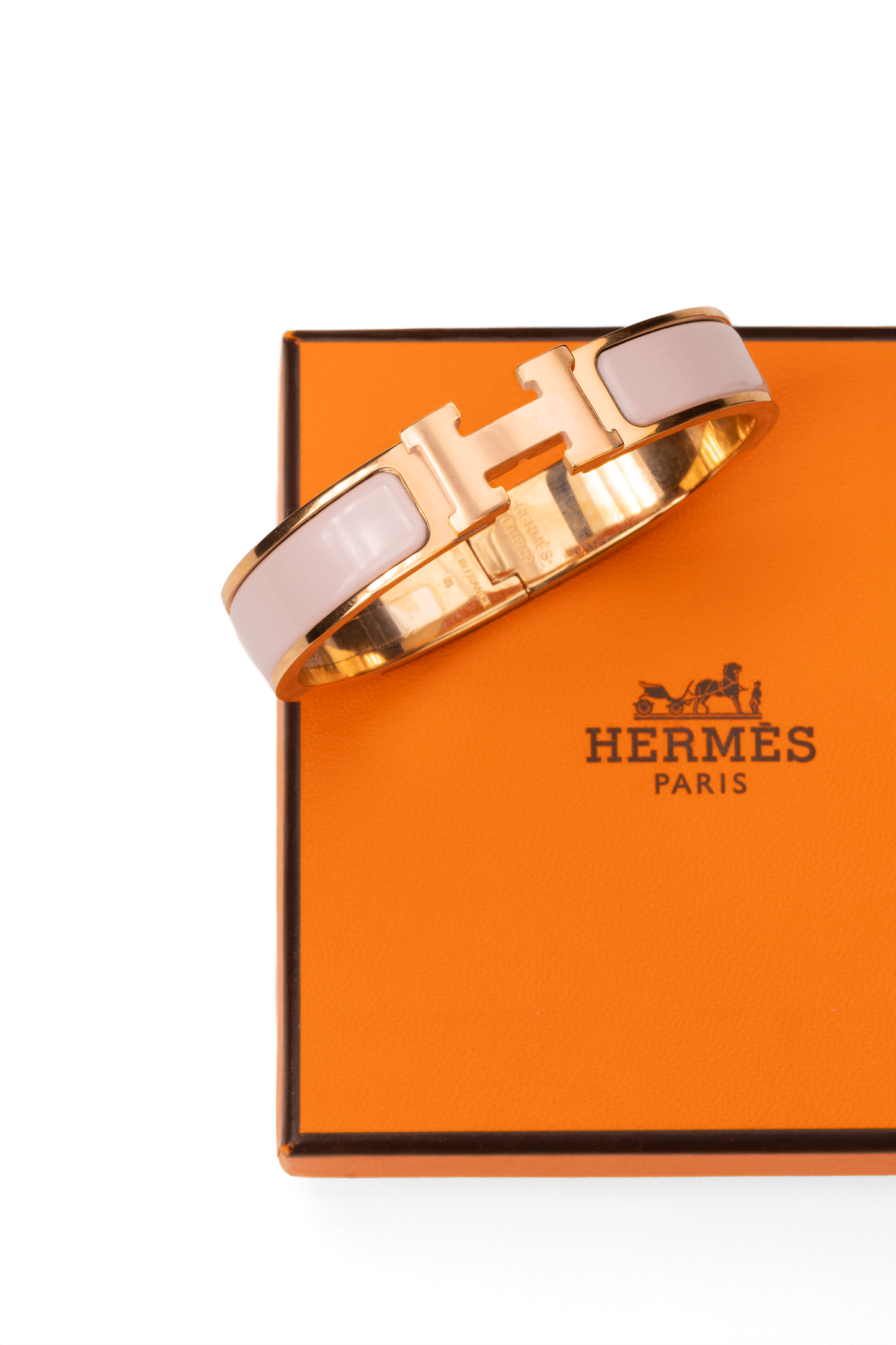 Hermes Clic H Bracelet in Pink/Rose Gold