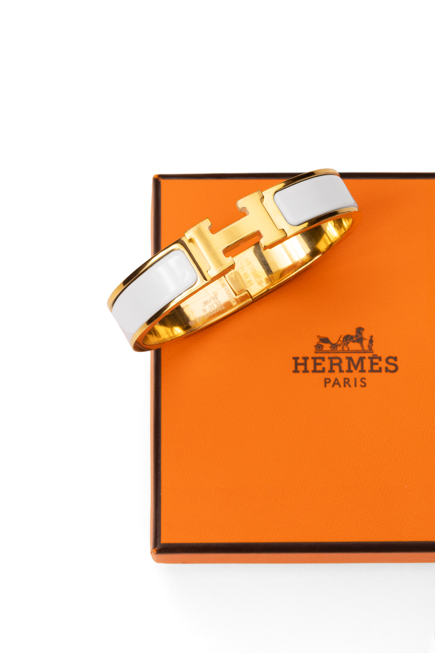 Hermes Clic H Bracelet in White/Yellow Gold