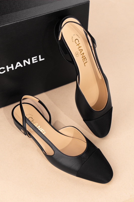 Chanel Black Flat Slingback