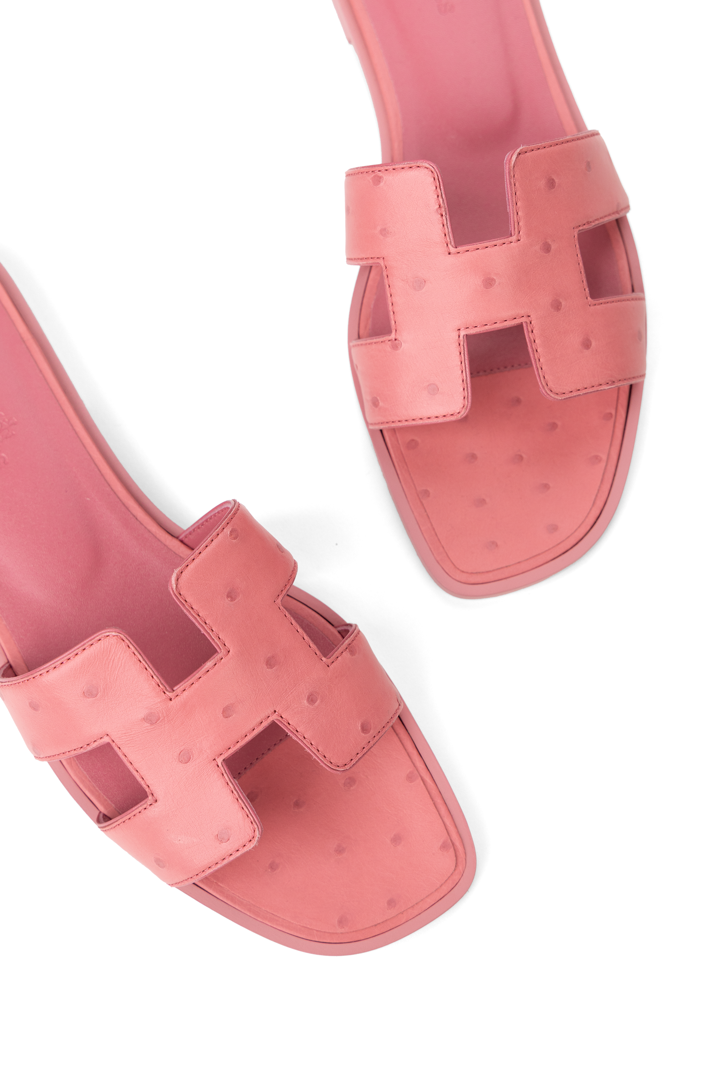 Hermes Ostrich Oran Sandals in Rose Amarante