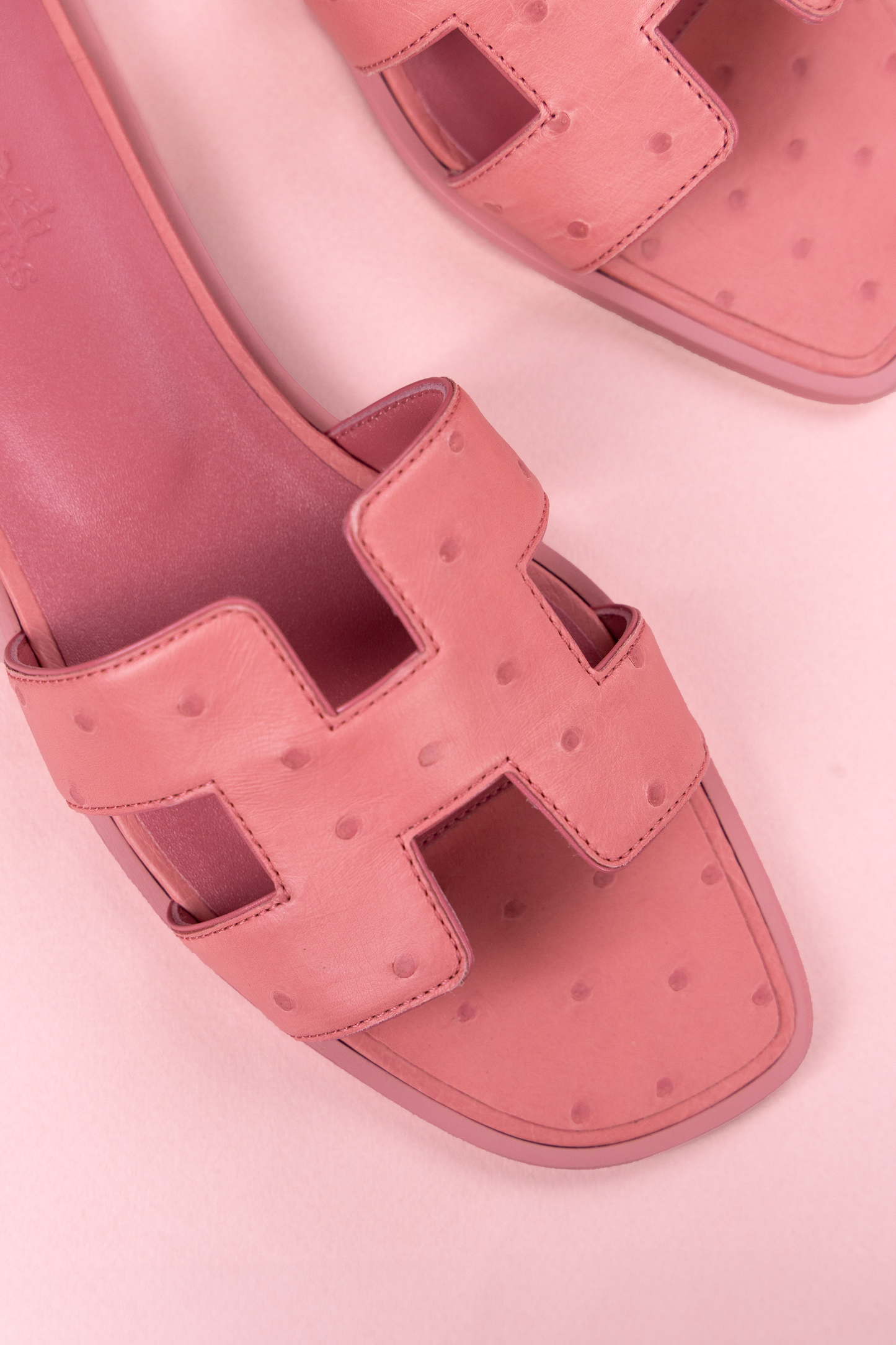 Hermès Oran Ostrich Sandals in Rose Amarante