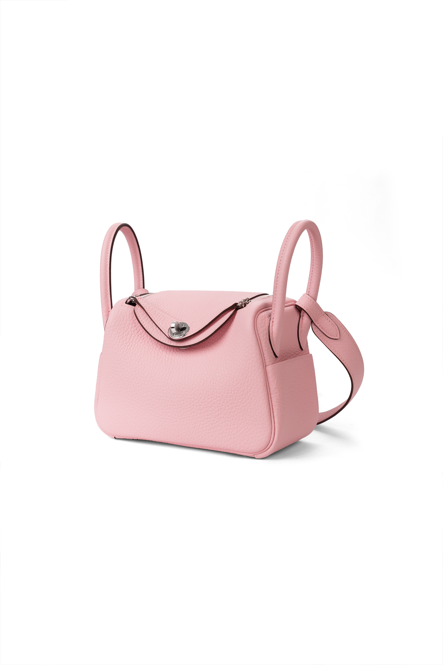 Hermes Mini Lindy in Rose Sakura with Silver Hardware