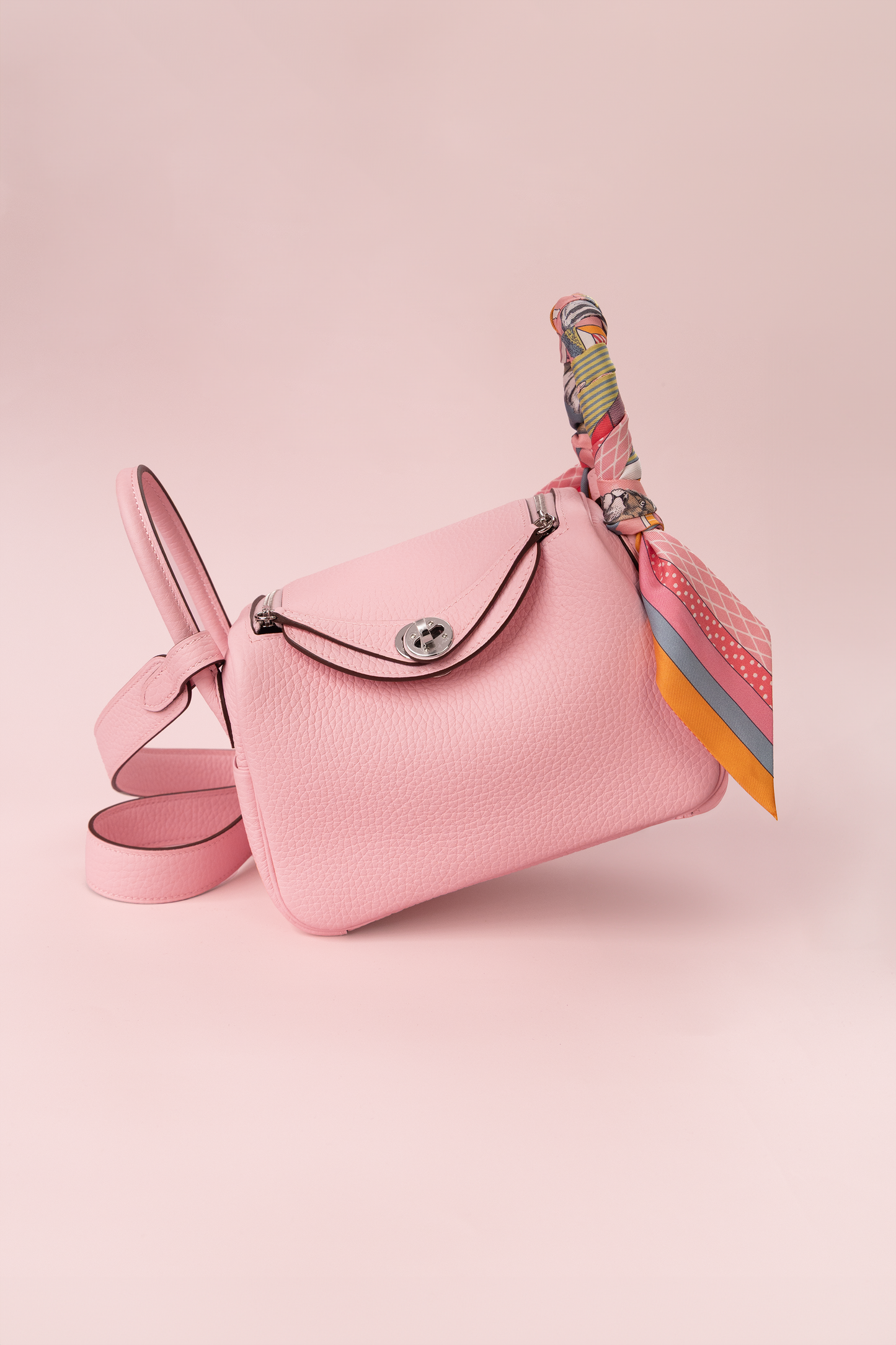 Hermès Mini Lindy Clemence Rose Sakura PHW