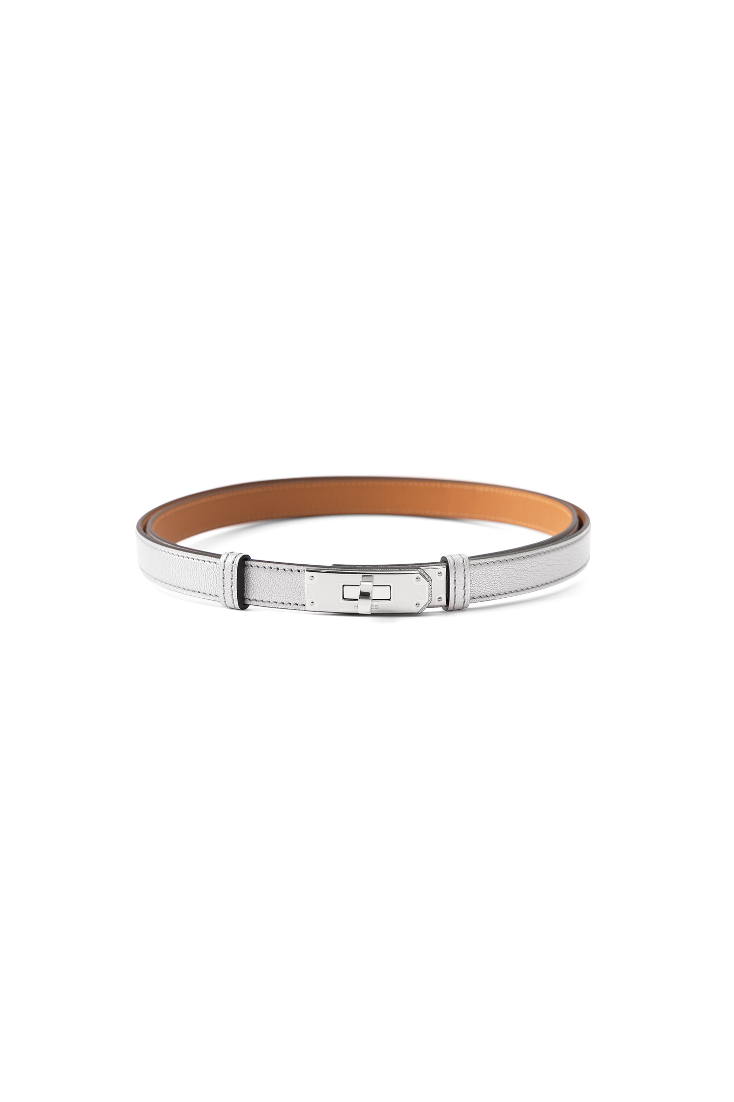 Hermes White Belt with Silver Hardware