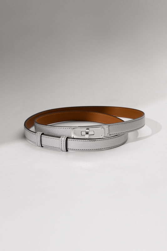 Hermès Kelly Belt Chamkilight in Argent PHW