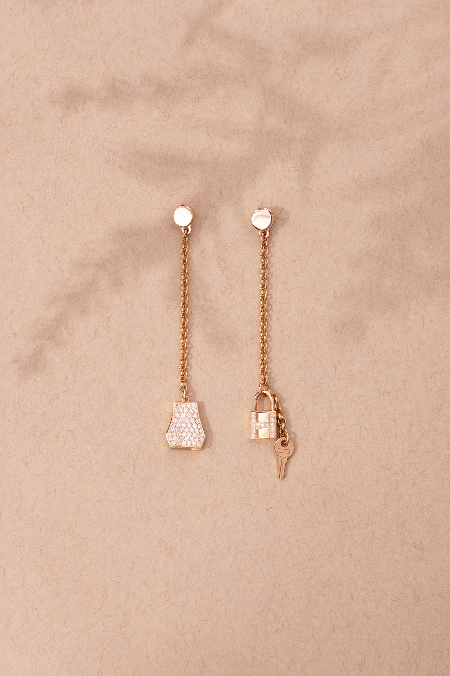 Hermès Kelly Clochette Rose Gold Diamond Earrings