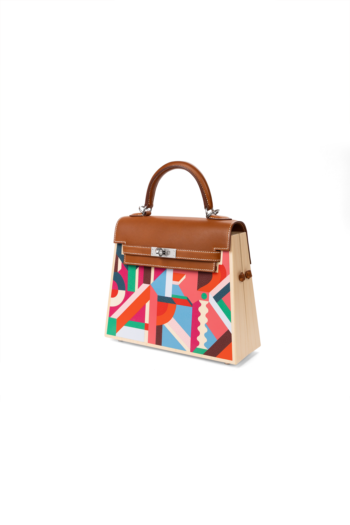 Hermes Limited Edition Kelly Wood Perspective 22 Cavaliere with Silver Hardware