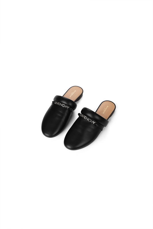 Givenchy Black Logo-Print Backless Mules