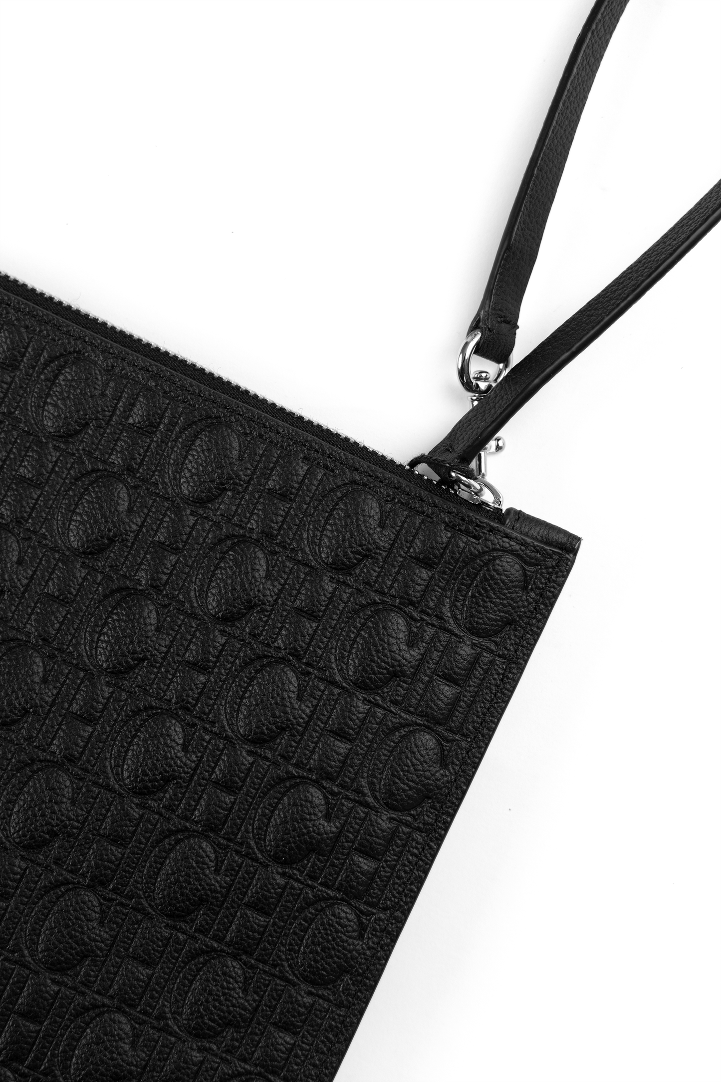 Carolina Herrera Monogram Leather Wristlet