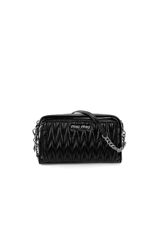 Miu Miu Black Matelassé Nappa Leather Crossbody