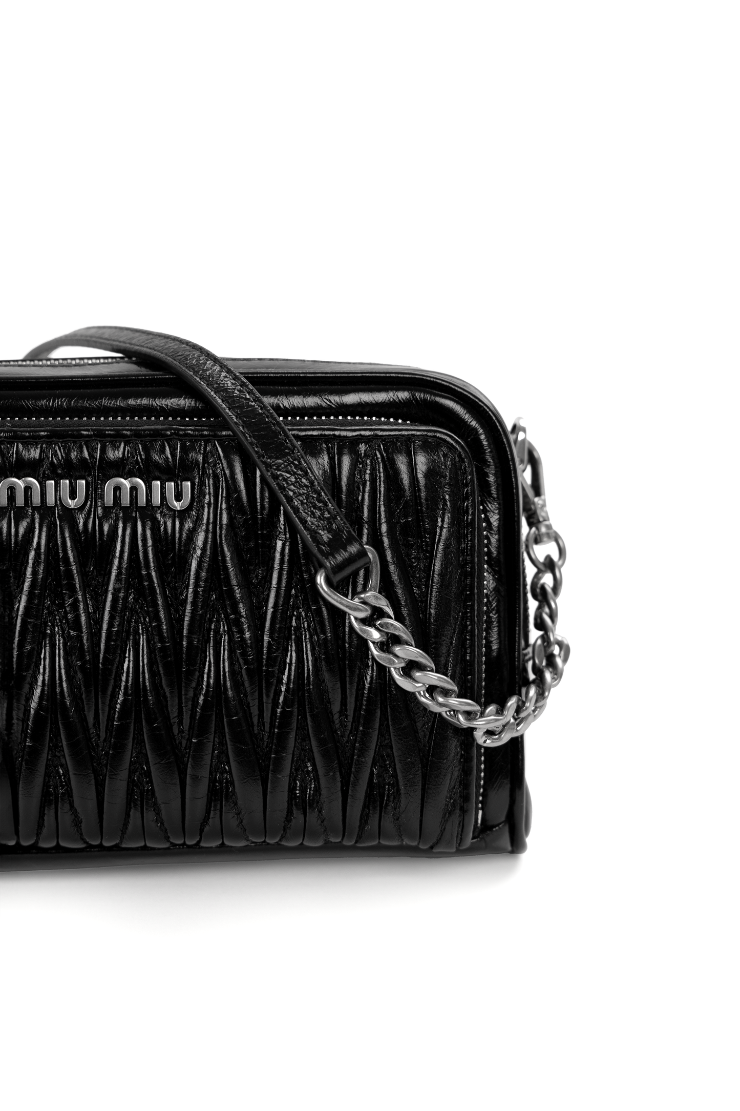 Miu Miu Black Matelassé Nappa Leather Crossbody