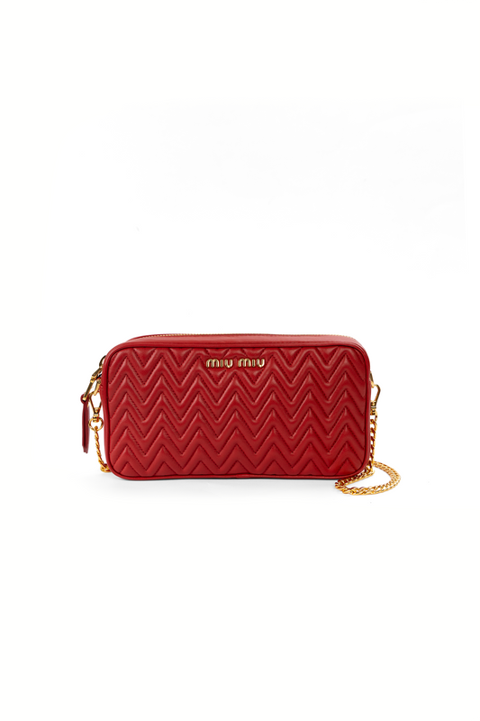 Miu Miu Red Matelassé Nappa Crossbody