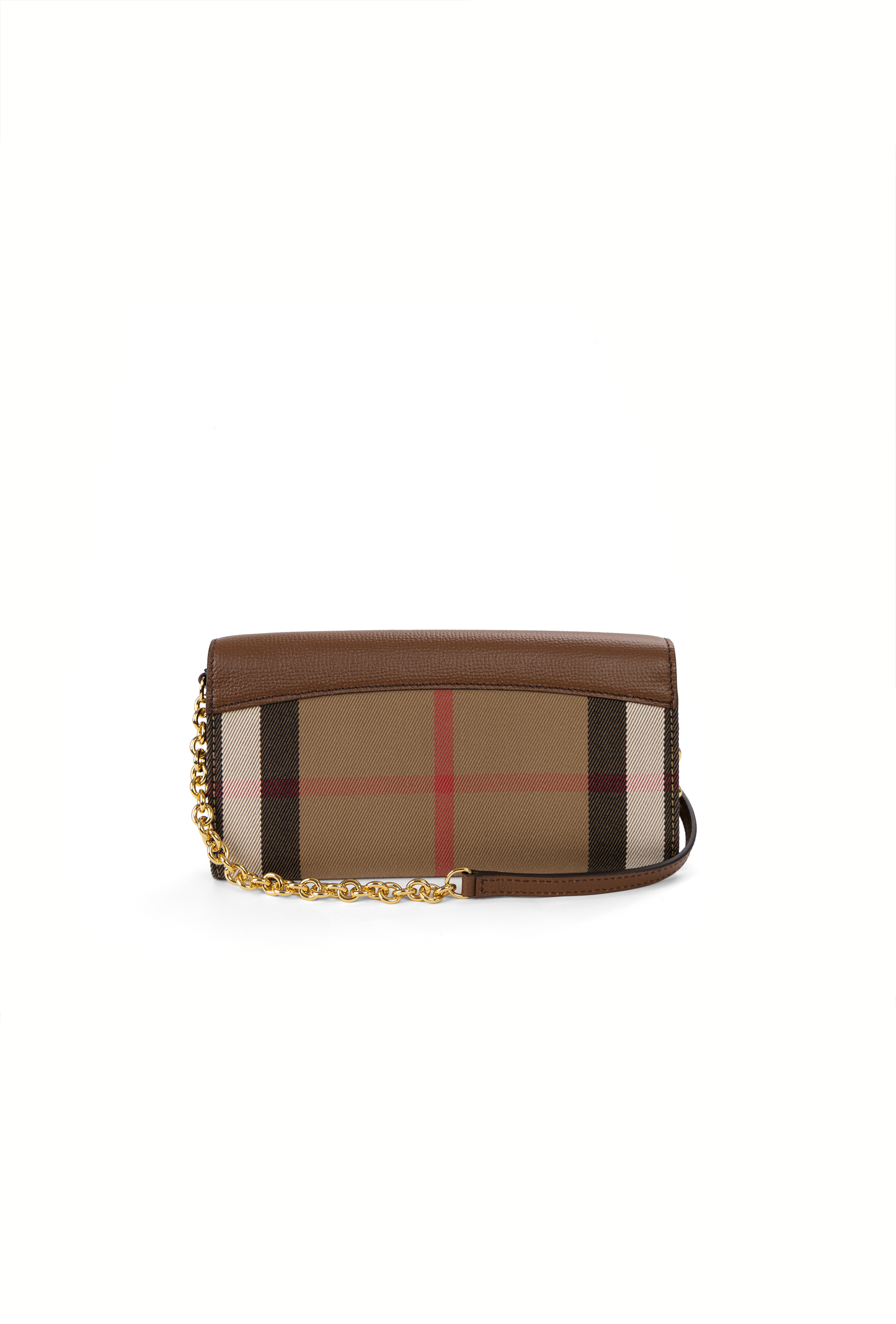 Burberry Henley Check and Brown Leather Wallet-On-Chain