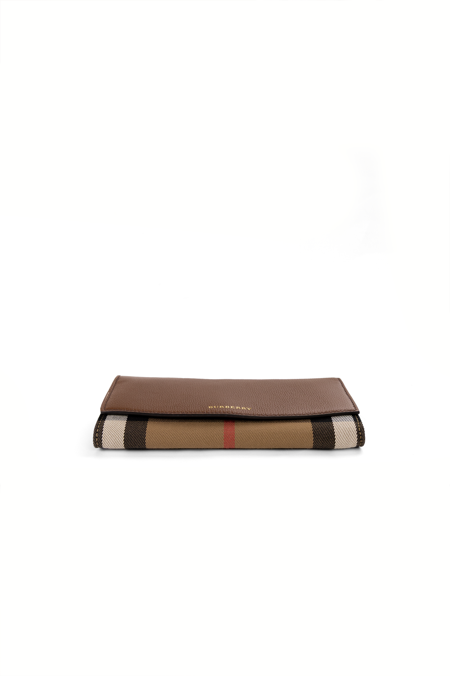 Burberry Henley Check and Brown Leather Wallet-On-Chain