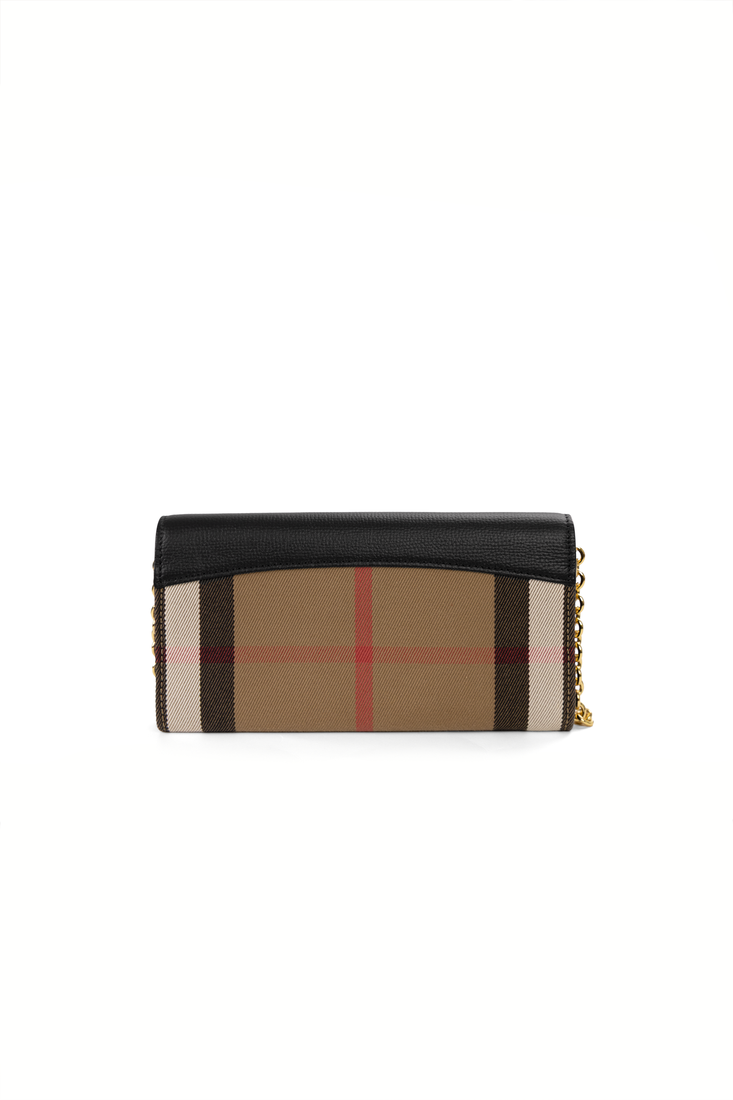 Burberry Henley Check & Black Leather Wallet-On-Chain