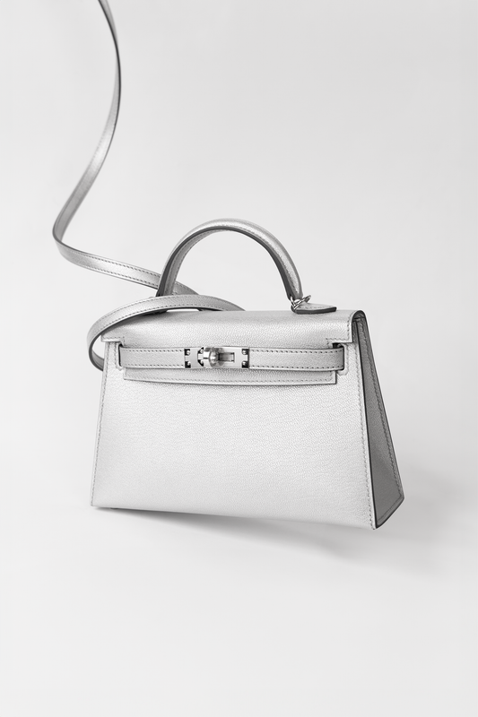 Hermès Mini Kelly 20 Sellier Chamkilight Argent PHW