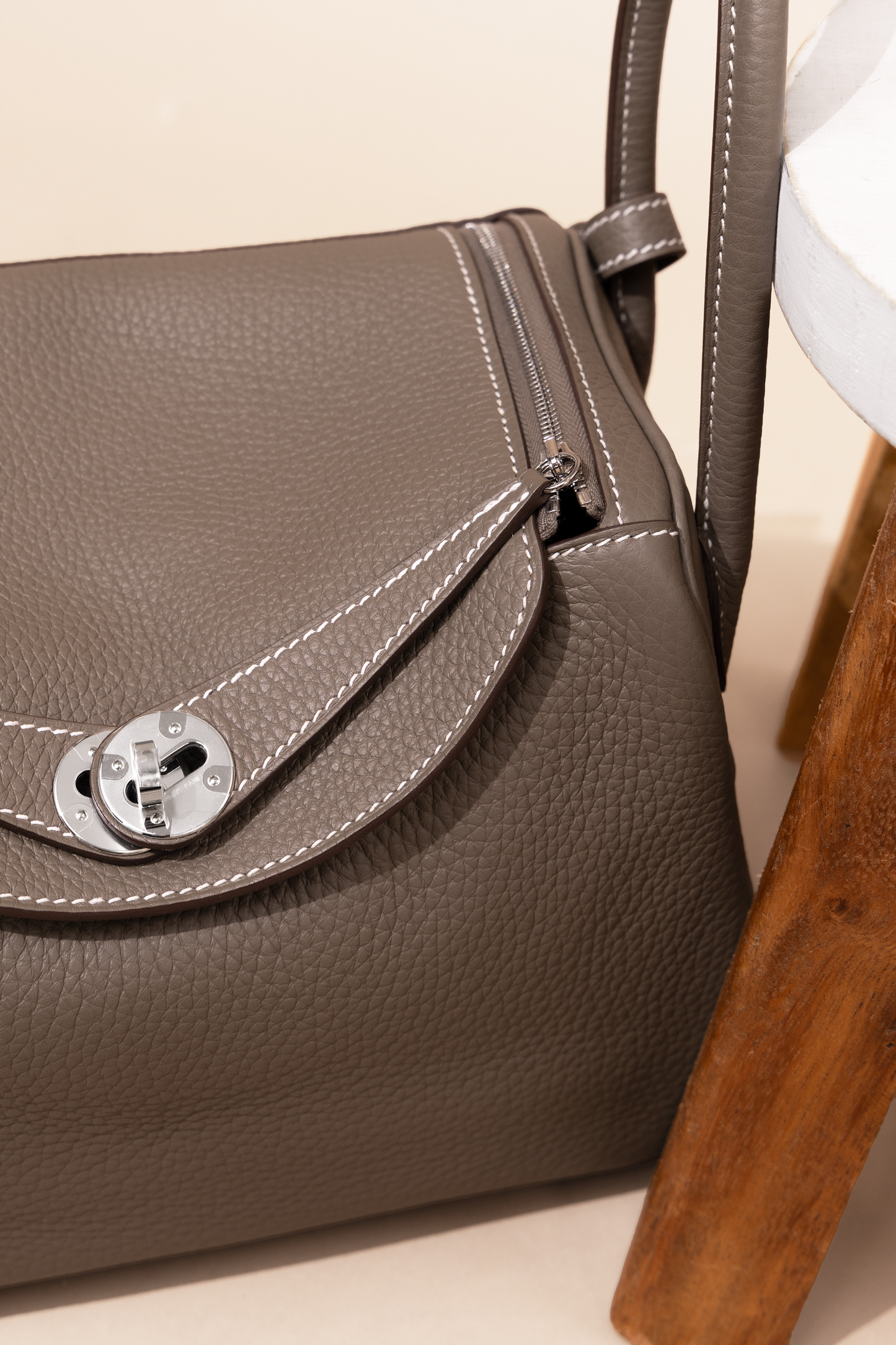 Hermès Mini Lindy Clemence Etoupe PHW