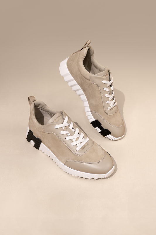 Hermès Bouncing Velvet Sneakers in Beige Esquisse
