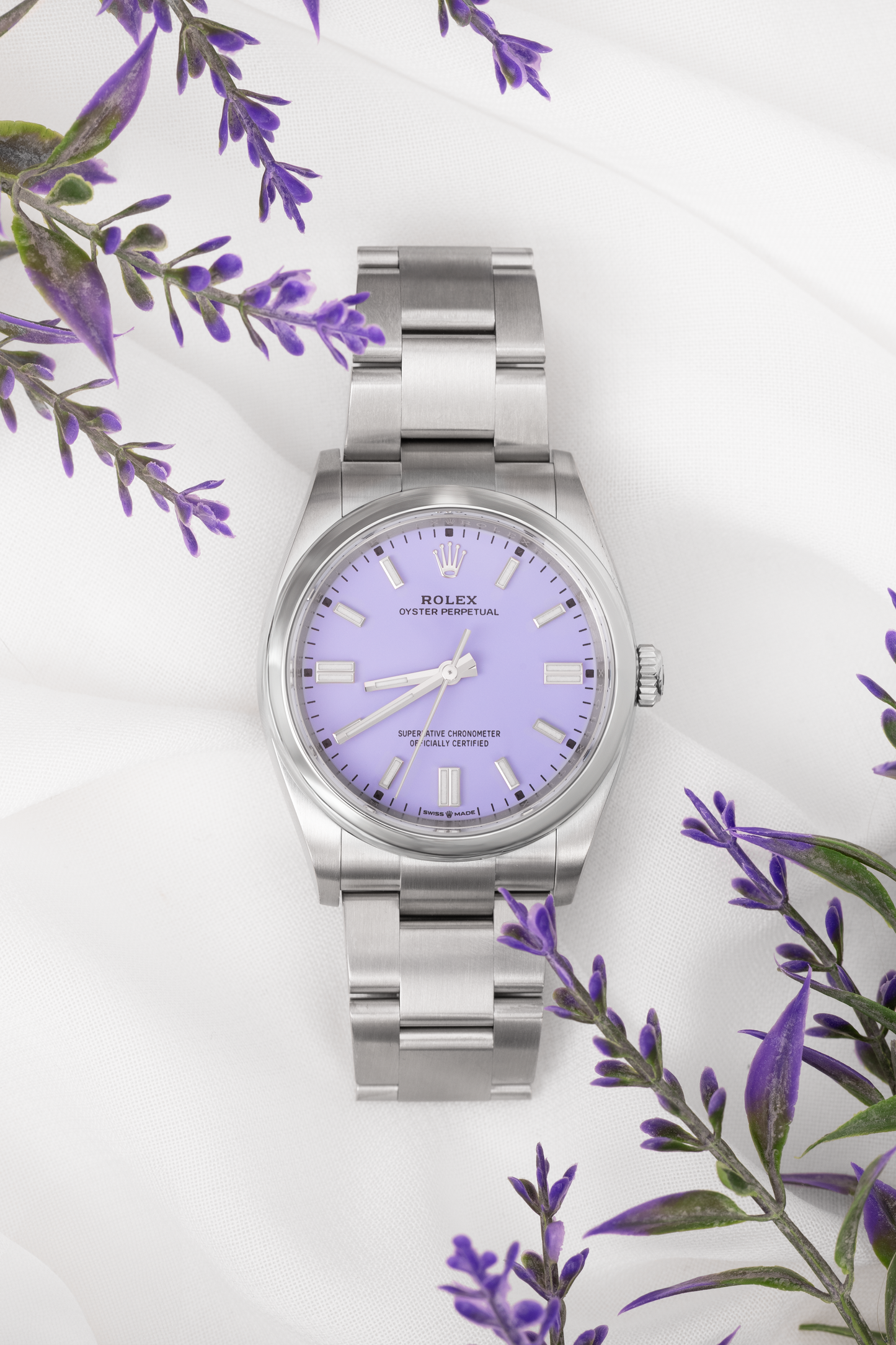 Rolex Oyster Perpetual 36mm Lavender Dial Watch