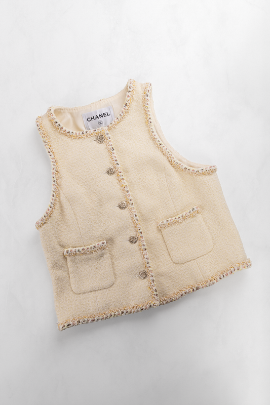 Chanel Tweed Vest in Light Yellow