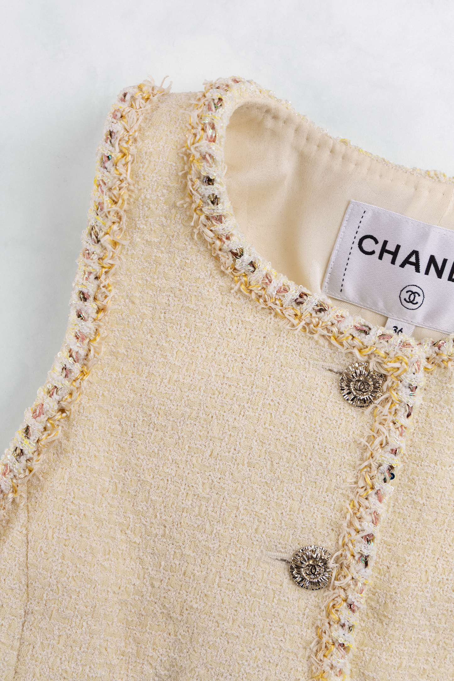 Chanel Tweed Vest in Light Yellow