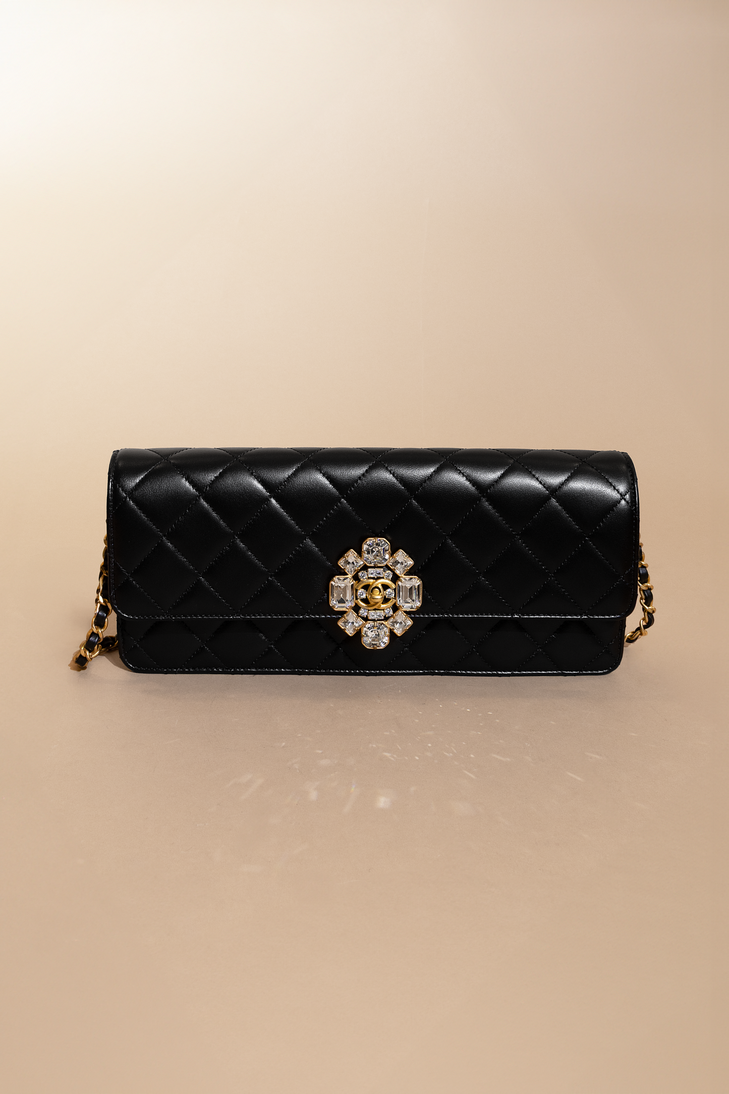 Chanel Black Long Lambskin Clutch