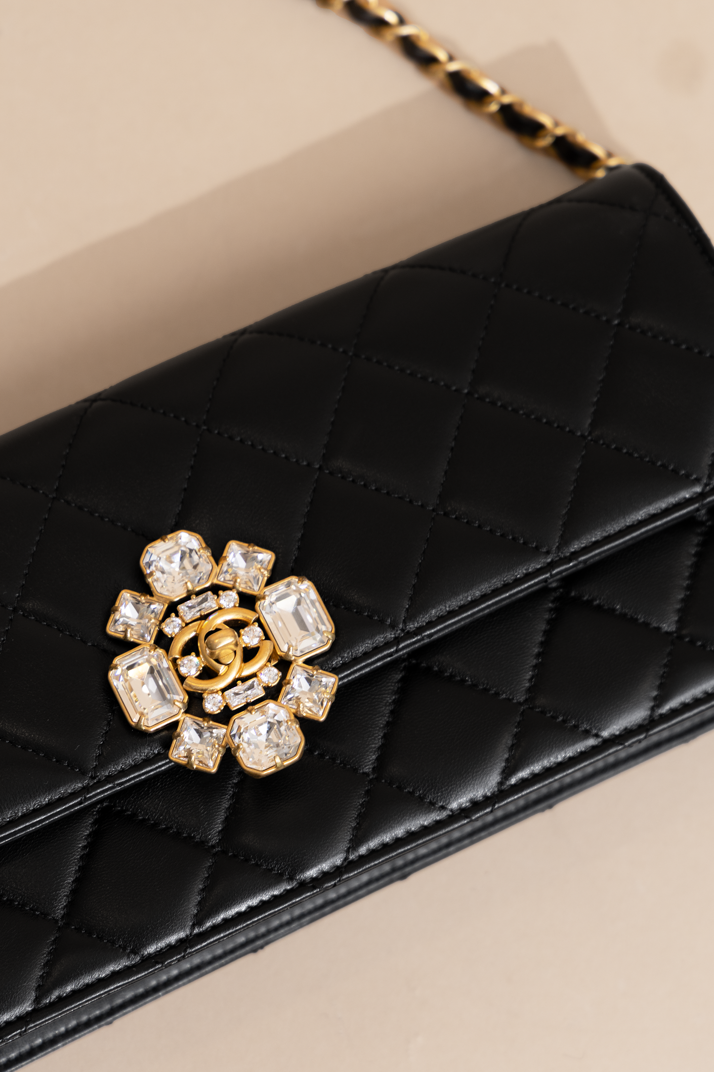 Chanel Black Long Lambskin Clutch