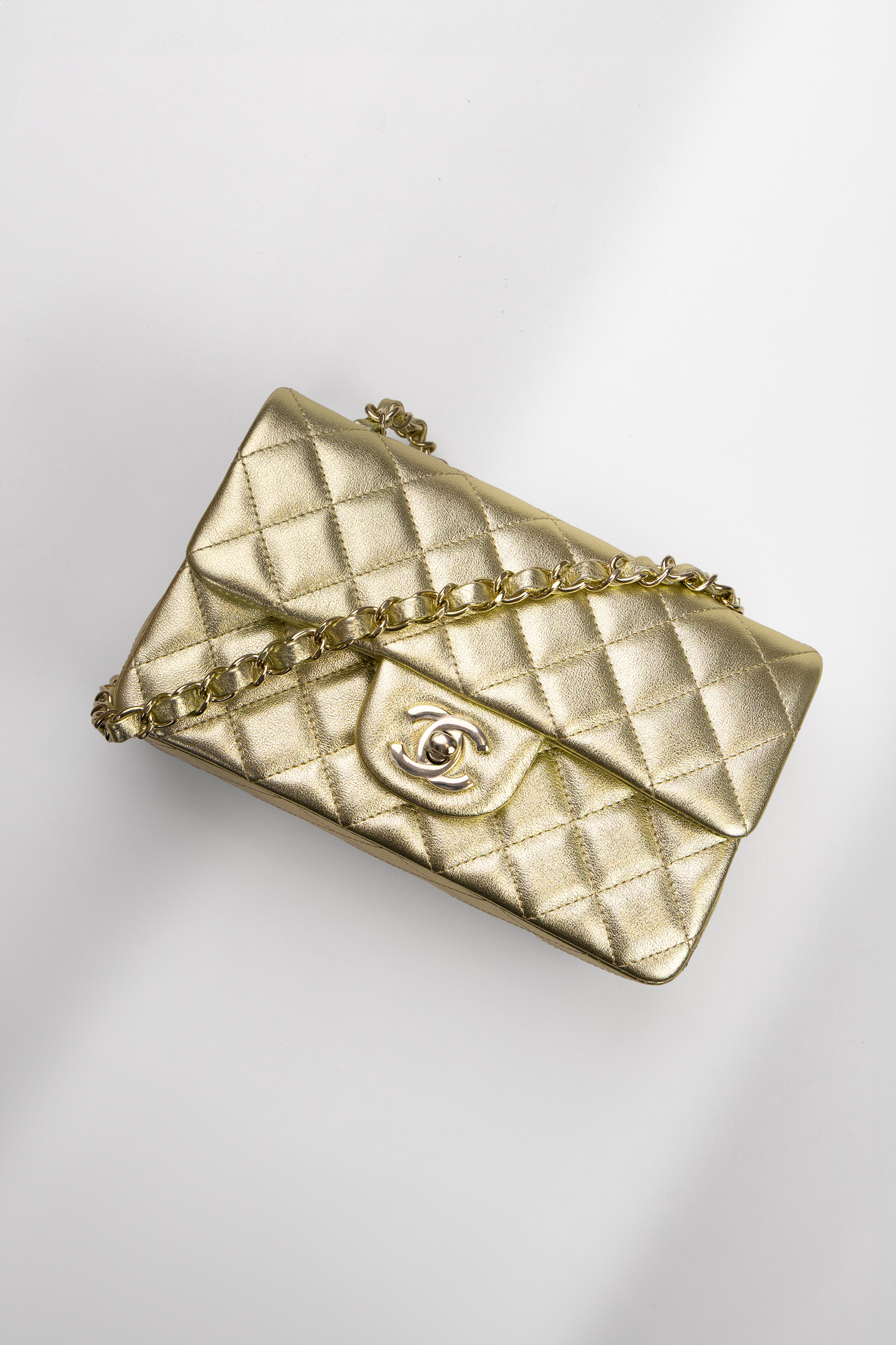 Chanel Mini Metallic Light Gold Flap Bag
