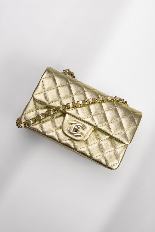 Chanel Mini Metallic Light Gold Flap Bag