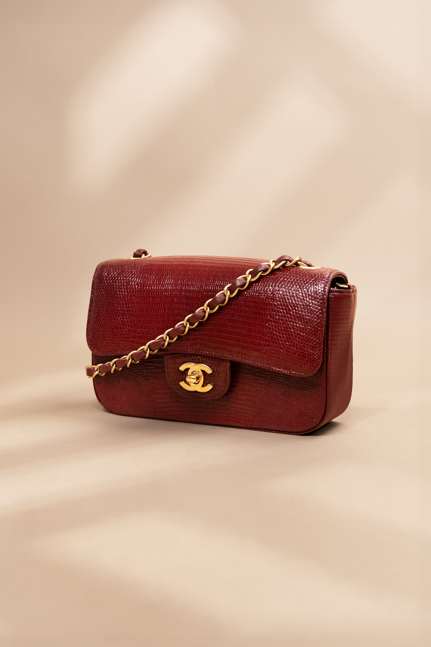 Chanel Mini Lizard Flap Bag in Burgundy