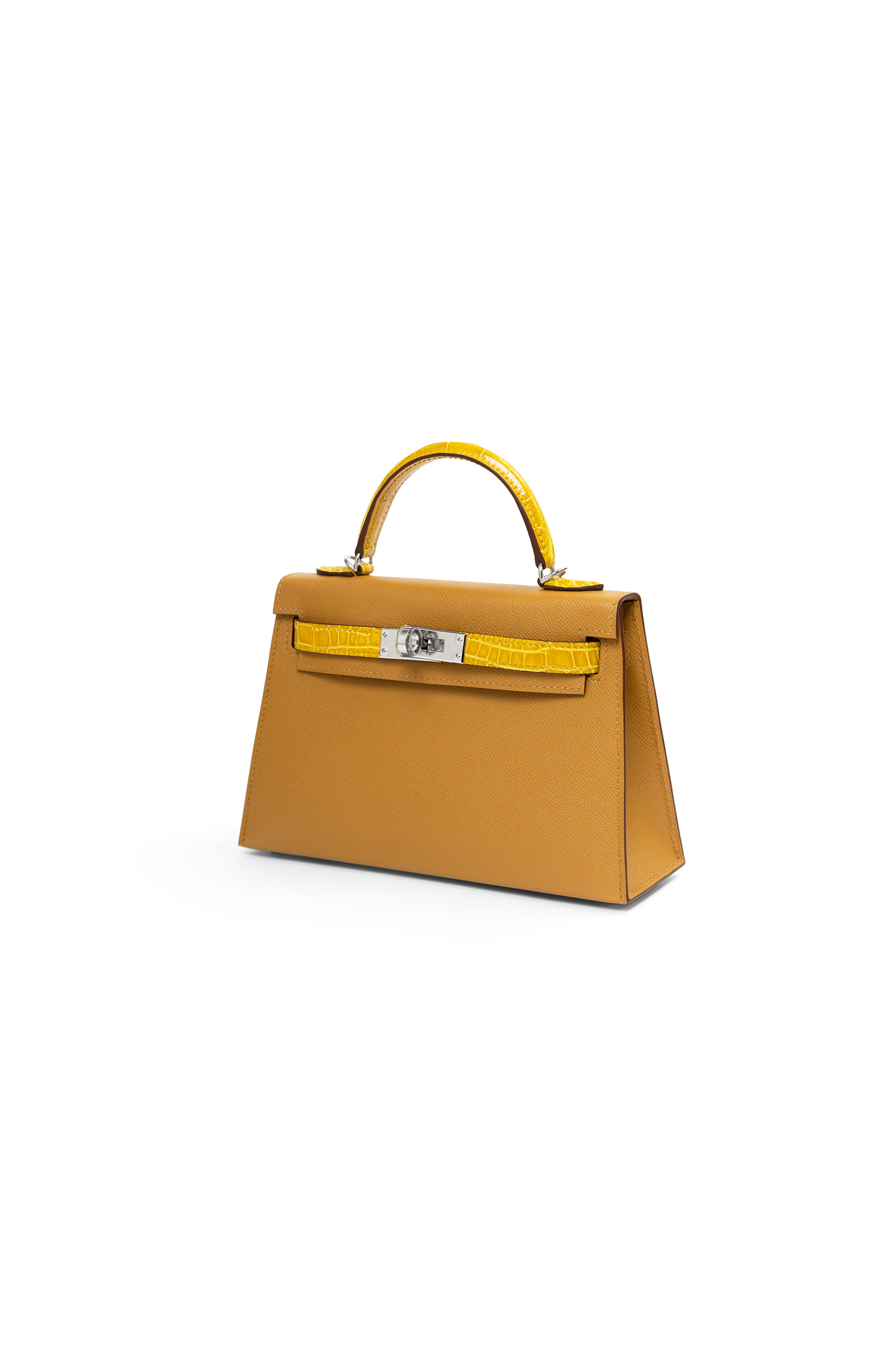 Mini Kelly Touch Epsom in Sesame/Jaune Ambre with Silver Hardware