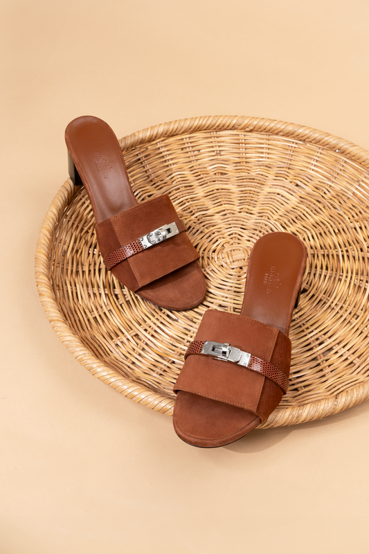 Hermès Gigi 50 Touch Lizard Sandals PHW