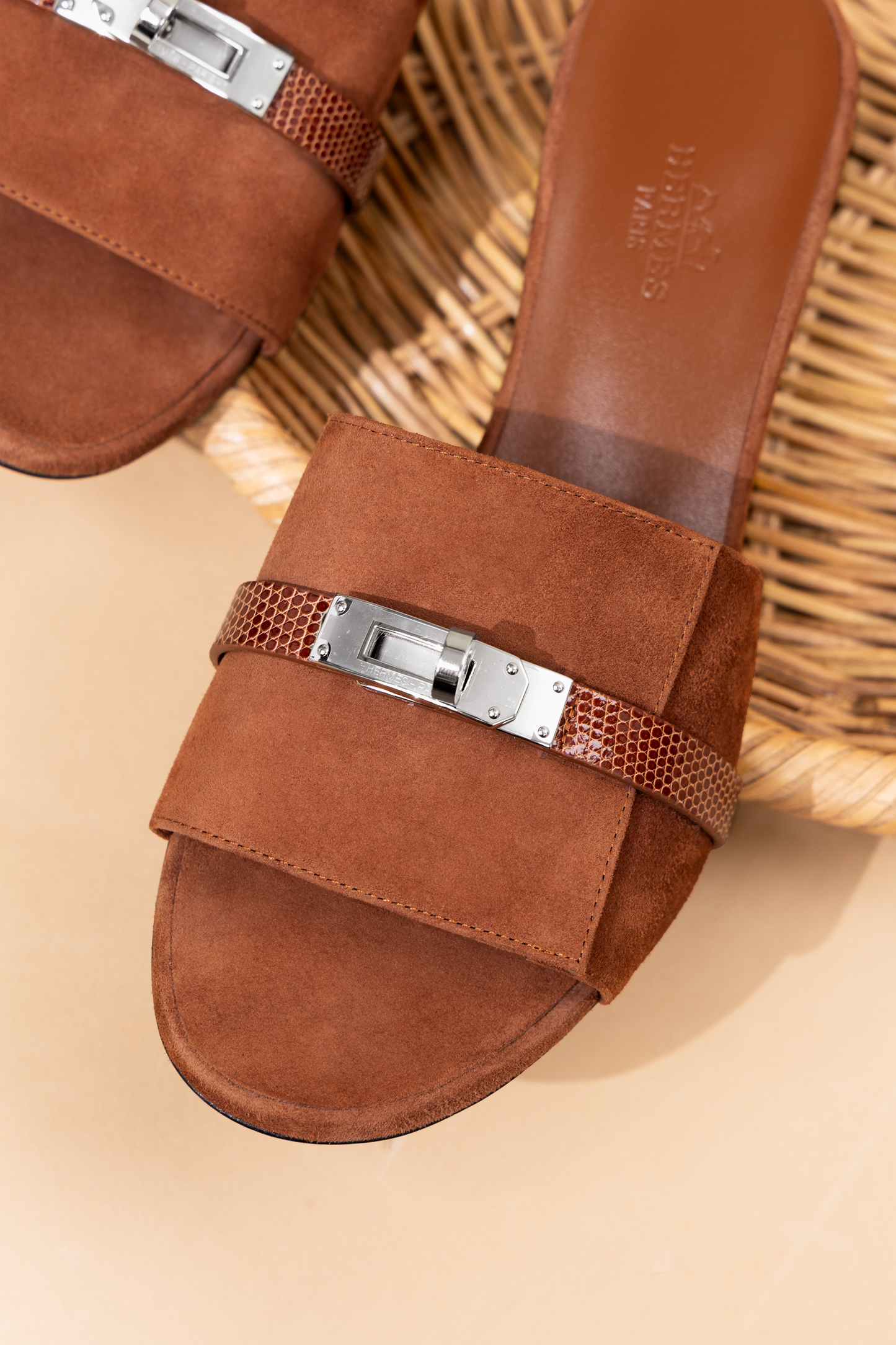 Hermès Gigi 50 Touch Lizard Sandals PHW