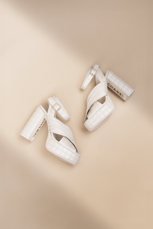 Chanel Ivory Platform Sandals