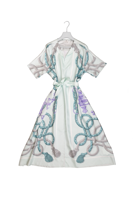 Hermes "Palefroi Remix" Caftan in Blanc Nacre Silk