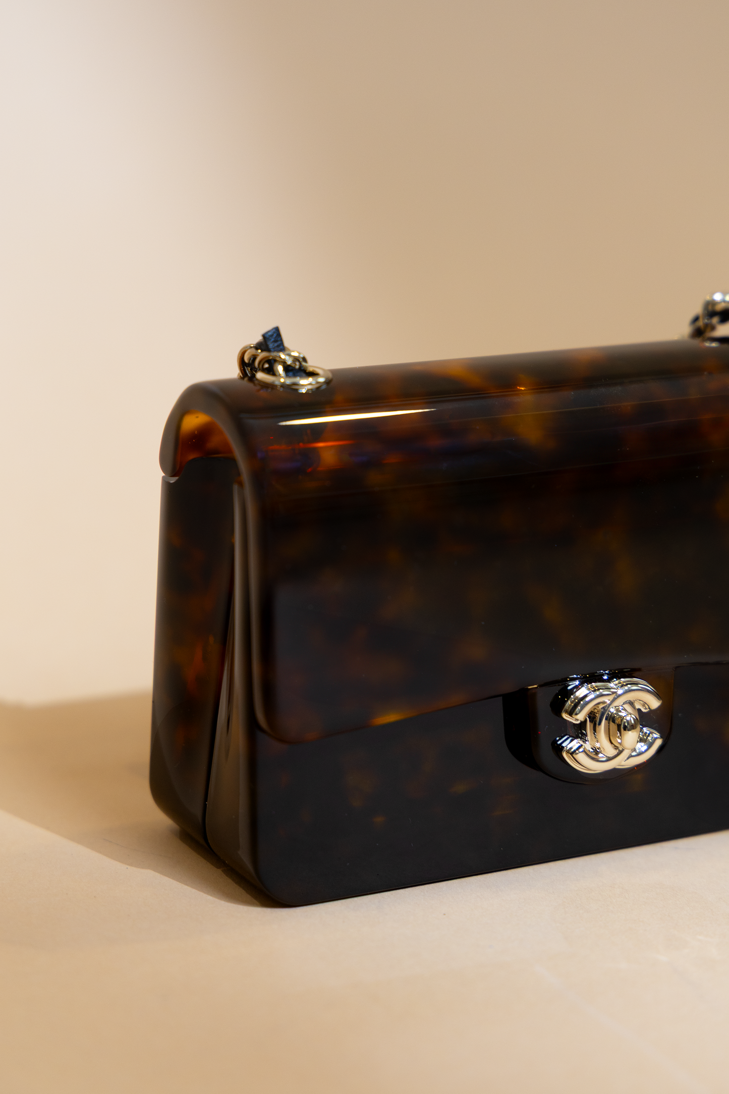 Chanel Mini Evening Box Bag in Brown/Orange with Chain