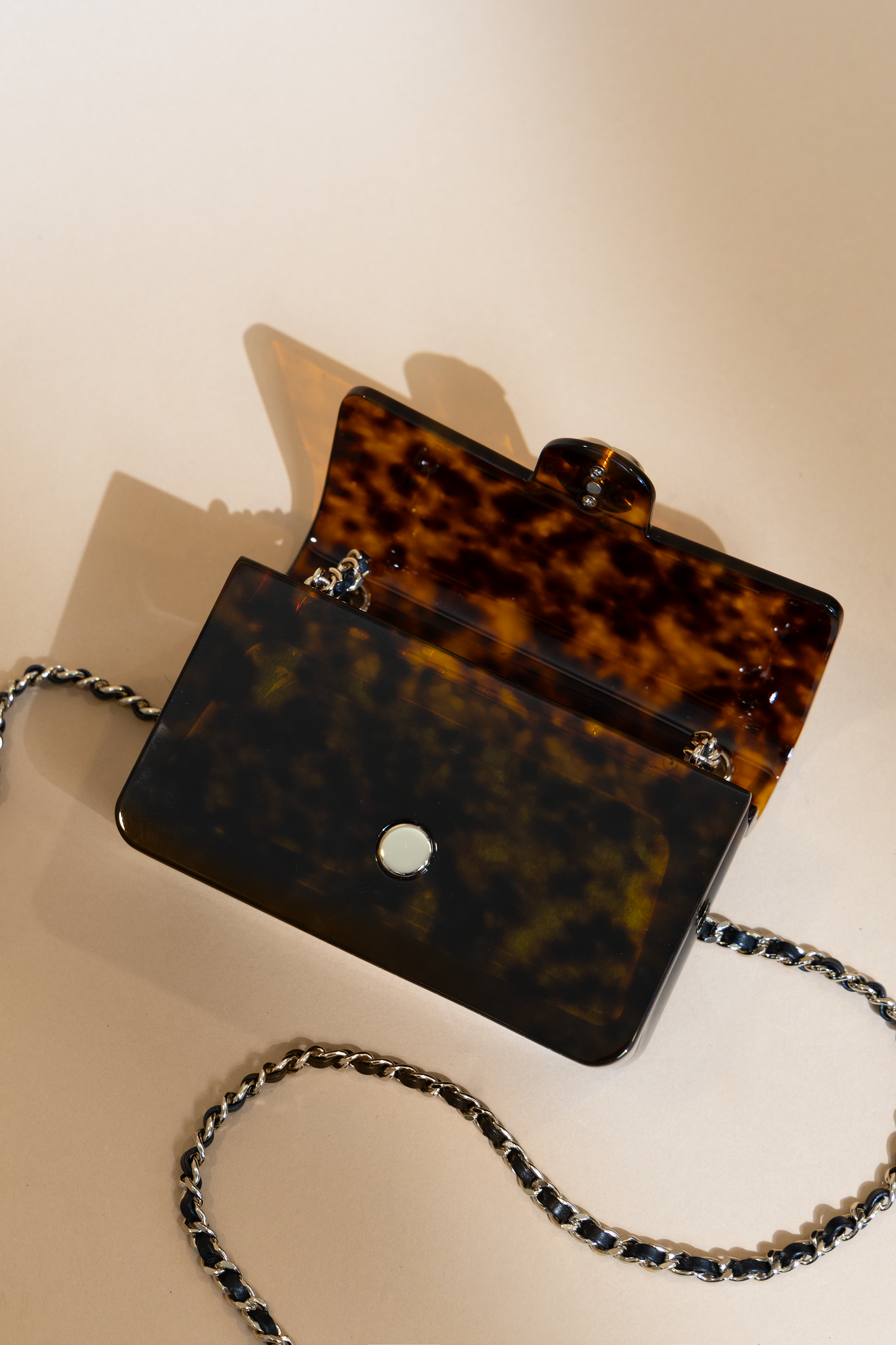 Chanel Mini Evening Box Bag in Brown/Orange with Chain