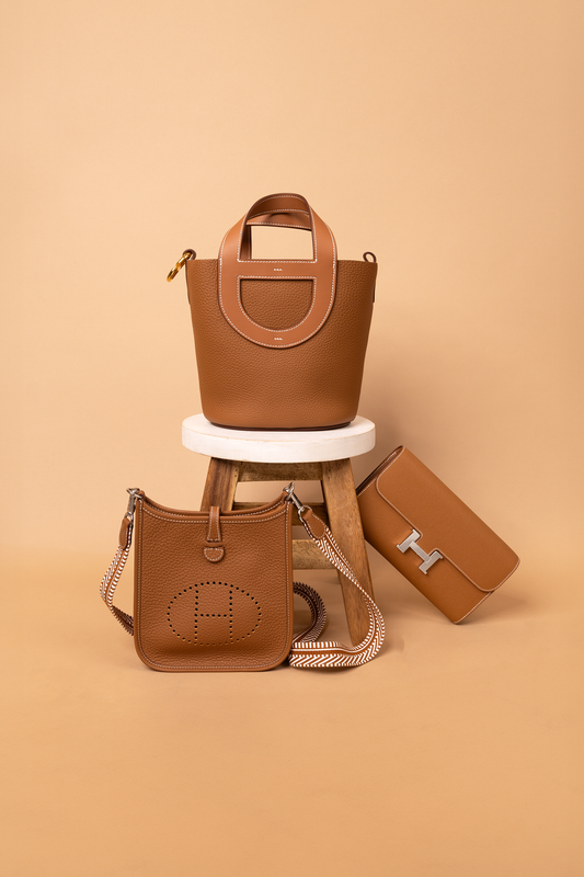 Hermès In-the-Loop, Mini Evelyne Clemence, and Constance Wallet To Go in Gold